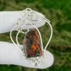 925 Silver Trillion Red Snakeskin Jasper Stone Trendy New Bezel Mother Pendant