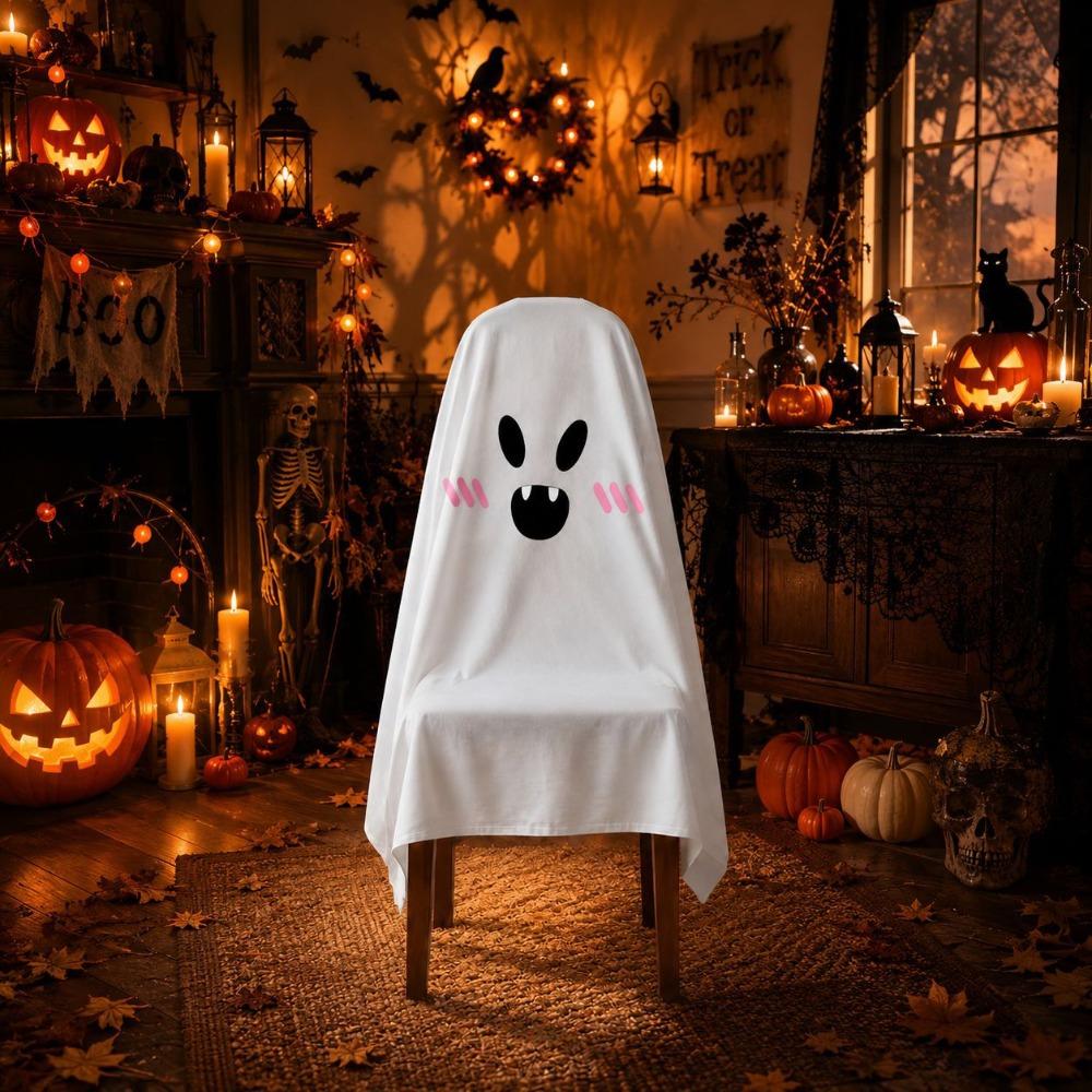 Pumpkin Halloween Dinner Chair Seat Cover Skull Pattern Festival Table Decor Home Decoration