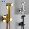 ULA Золотой Черный Смеситель Для Биде Латунный Смеситель Для Унитаза Набор Распылителей Для Биде Портативный Опрыскиватель Для Биде Насадка Для Душа Одиночный Кран Холодной Воды
