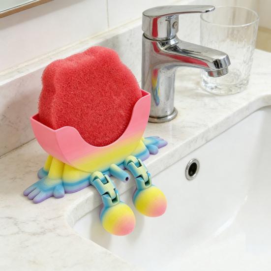 Держатель для губки, напечатанный на 3D-принтере, с дренажными ножками, подставка для губки для ванной, кухни, раковины, столешницы, многофункциональный органайзер для губок, полка для хранения