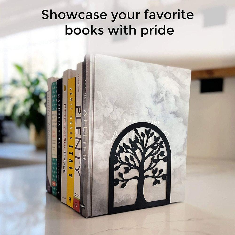 Stationery Desk Organizer Iron Art Non-Slip Book Stand Bookends Book Holder Book Support Shelf
