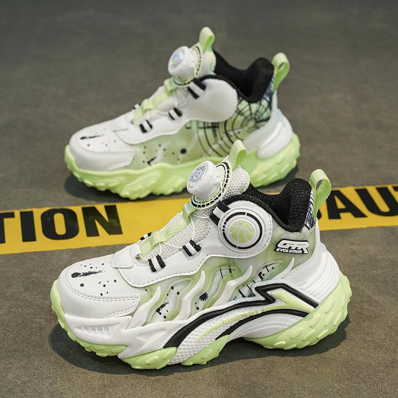 Мальчики Кожаные Папины Кроссовки Средние и Подростковые Спортивная Обувь Начальной Школы Спортивный Стиль Кроссовки Высокие Кожаные Студенты