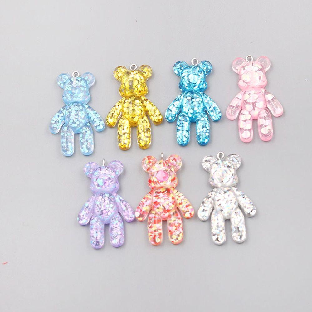 Craft Keyring Glitter Flatback Little Bears Pendant Bracelets Charm DIY Drop Necklace Bear Keychain