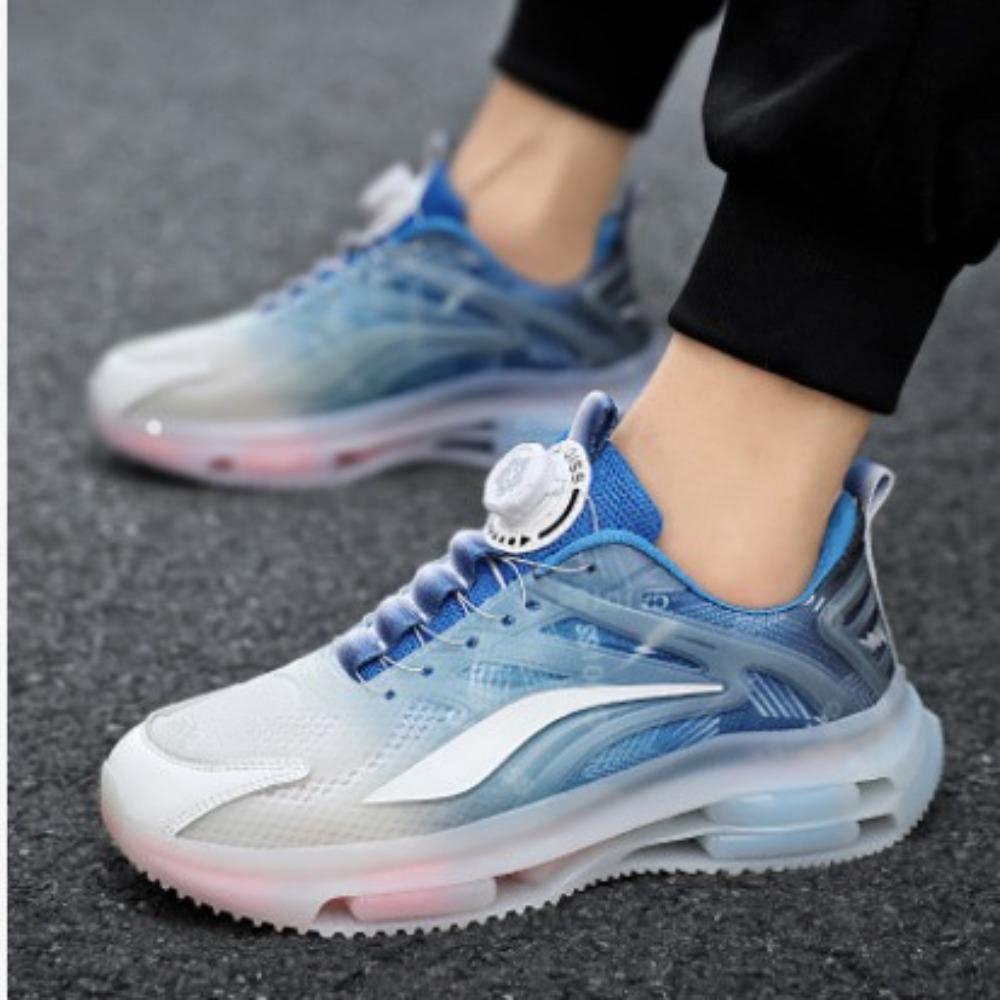 Мужская обувь, дышащие повседневные кроссовки с вращающейся кнопкой, мужские модные туфли на толстой подошве с приподнятой воздушной подушкой для папы