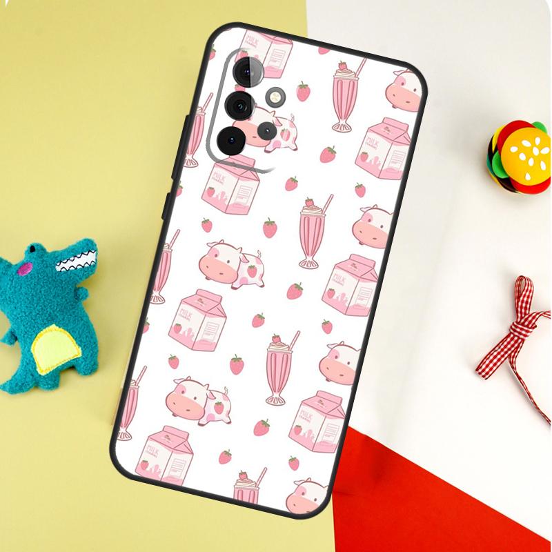 Милый Клубничный Молочный Чехол Для Телефона Samsung Galaxy A22 A32 A52 A54 A34 A14 A55 A35 A15 A53 A33 A13 A05 A06 A16