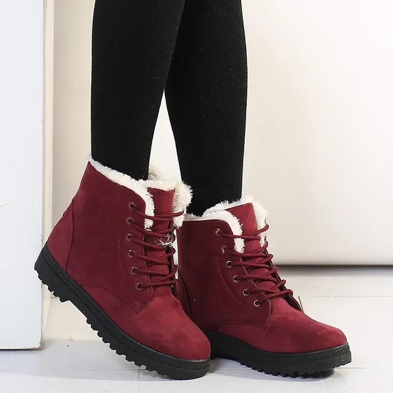 Fashion Women's Boots Winter Boots With Fur Low Heels Snow Boots Ankle Bota Feminina Platform Booties For Women Winter Shoes Heeled 2024