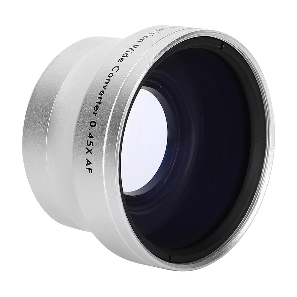 0.45X Silver Optical Glass Camera Wide Angle Magnification Additional Lens for 37mm Camera Lenses
