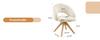 Set of 2 light-luxury retro swivel chairs. White structured fabric, solid wood legs, 360 degrees quiet swivel