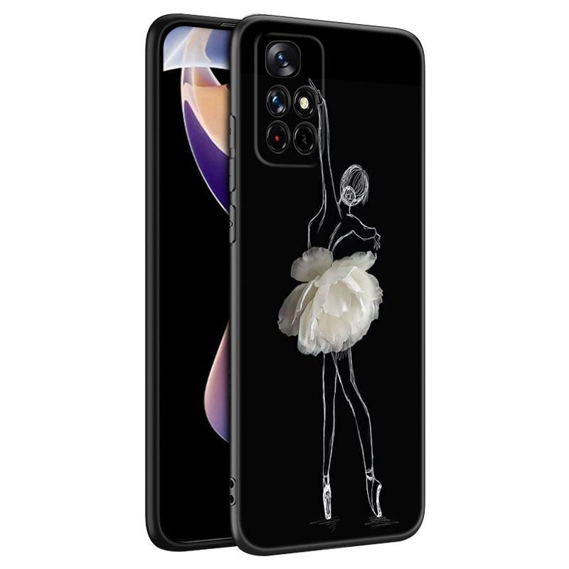 Ballet Girl Black Silicone Phone Case For Xiaomi Redmi Note 10 11 11S 12 13 4G 8 9 11T Pro 5G Plus 8T 9S 10S 12S