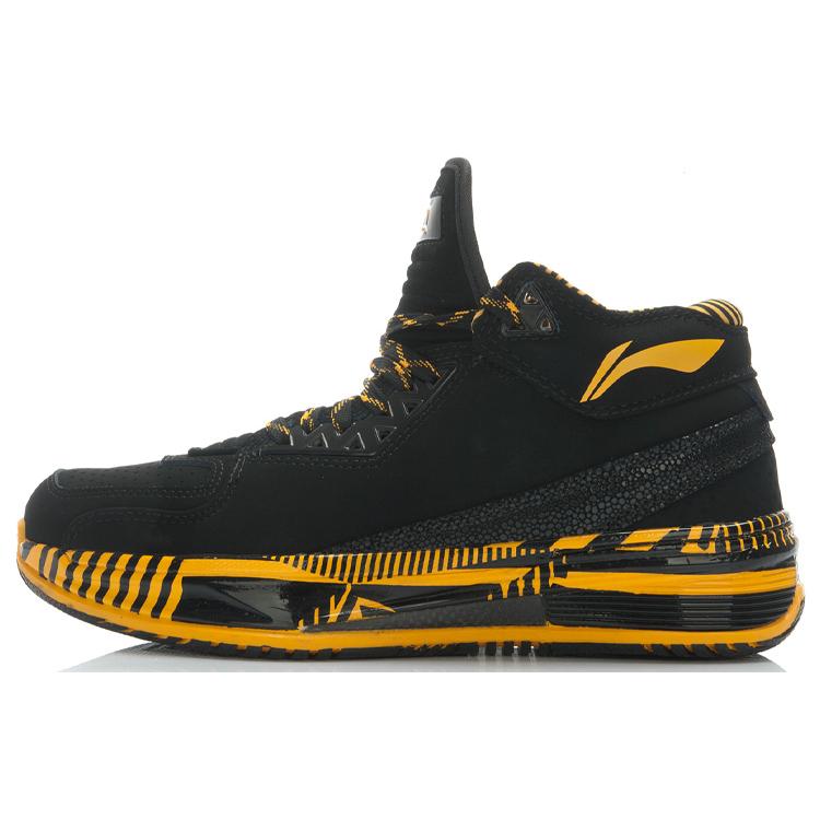 Li Ning WOW 2 Амортизирующие износостойкие с возвратом энергии Низкие баскетбольные кроссовки Мужские Черно-желтые ABAH017-6