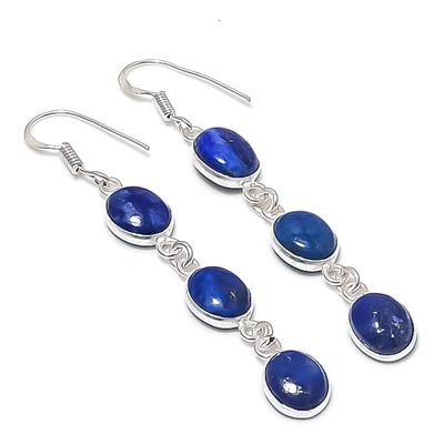 Серьга из лазурита, серебро 925 пробы, 2,56"