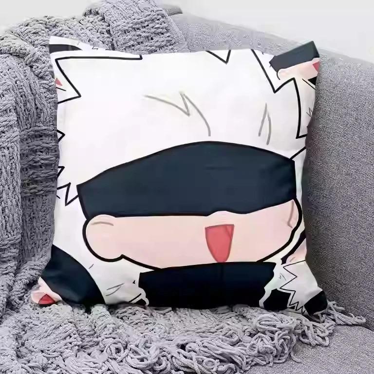 1 шт. Аниме Чехол на подушку Jujutsu Kaisen, Полиэстер, 2D Двусторонний печатный чехол для подушки, Декоративная подушка с персонажем манги, Домашний декор,