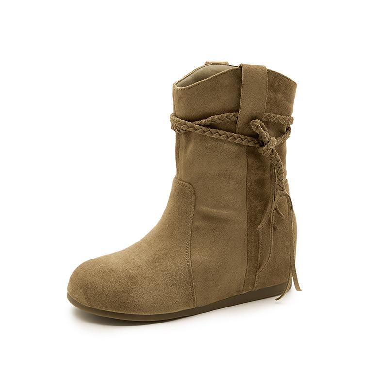 Короткие ботинки осенние новые ретро вестерн ботинки на плоской подошве накладные ботинки повседневные с бахромой ботинки Мартина