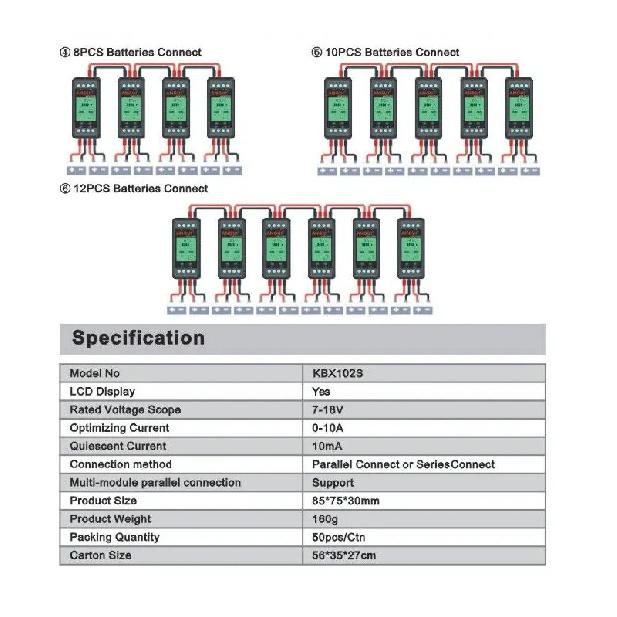 ANGUI KBX102S PNE PLC12V 24V Выравниватель аккумуляторов Монитор аккумуляторов Активный балансир Дисплей напряжения Свинцово-кислотные Li-ion Подключение последовательно