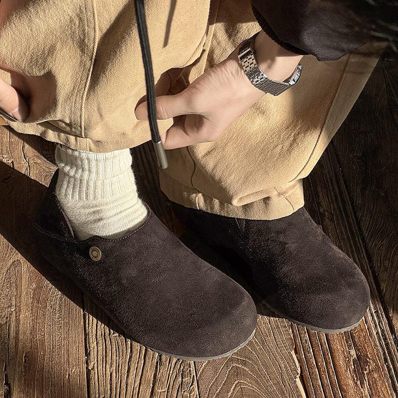 Новые универсальные ленивые туфли Birkenstocks, кожаные, с мягкой подошвой, повседневные, низкие, полностью закрывающие тапочки