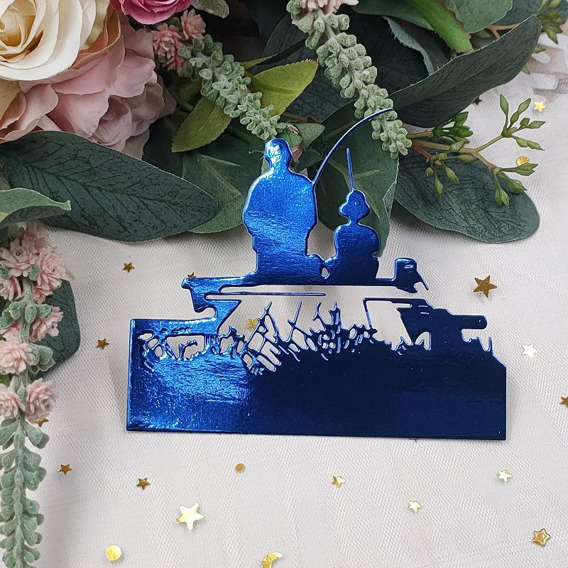 Кемпинг отец и сын, рыбалка у реки, металлические штампы, ремесленное тиснение, штампы для скрапбукинга для изготовления карт, декор