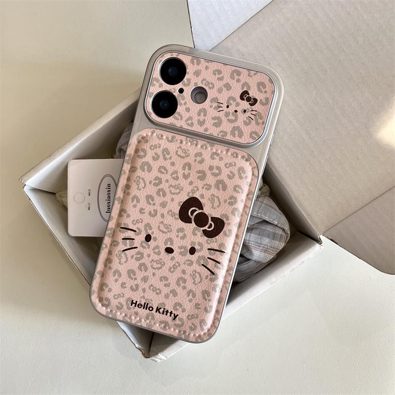 Милый розовый чехол для iPhone 17 и 16 Pro Max/15/14 в корейском стиле с рисунком кошки-леопарда и девчачьим сердцем