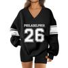 Women's Loose And Comfortable Letter V-neck Sportswear Long-sleeved Sweatshirt Daily Matching Clothes