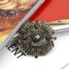 Gold Color Vintage Brooch Gray Crystal Ethnic Jewelry Antique Pins Bohemian Bridal Gift