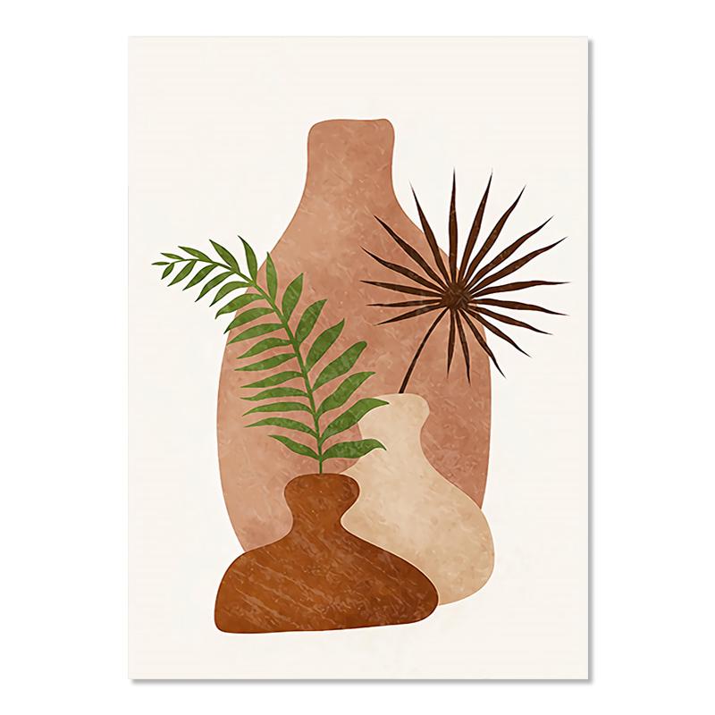 Бохо Монстера Пальмовый Лист Настенные Панно Линии Геометрии Художественный Плакат Солнце Луна Настенные Плакаты Абстрактное Искусство Живопись Cuadros Decorativos