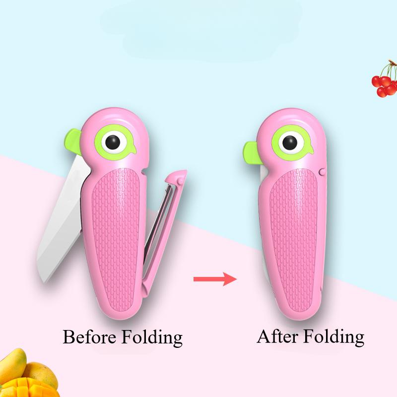 Cute Cartoon Ceramic Cutter Folding Fruit Knife Kitchen Kids Auxiliary Knives Mini Portable Sharp Knife Peeler