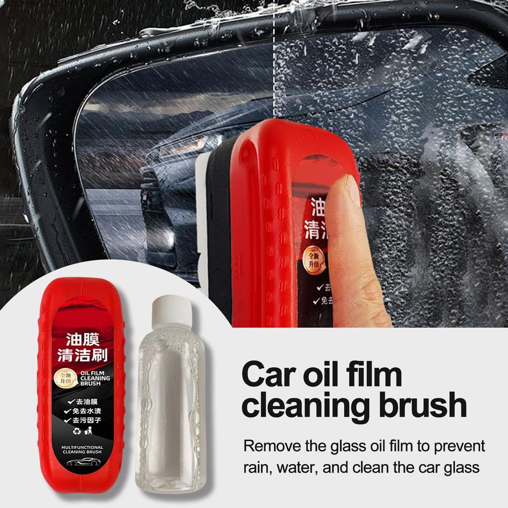 Car Glass Oil Film Cleaner - Car Windshield Oil Film Cleaner, Car Oil Film Cleaning Brush, Glass Oil Film Remover 120ml