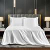 Summer Luxury Satin Silk-like Bed Sheet Set (Flat Sheet + Fitted Sheet + Pillowcase) Solid Color Mattress Cover Twin Full Queen