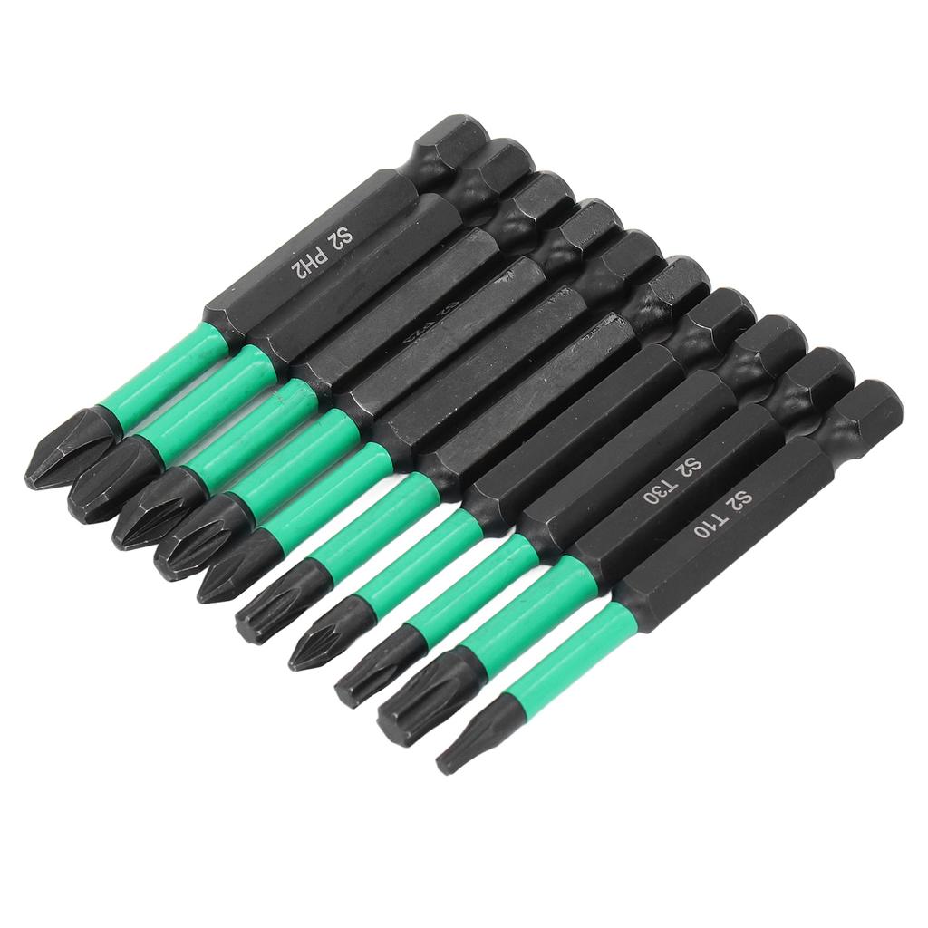 Набор магнитных бит для отвертки 10 шт. Крестообразные Звездообразные Нескользящие Высокая Твердость Мощное Сверление Ударная Дрель