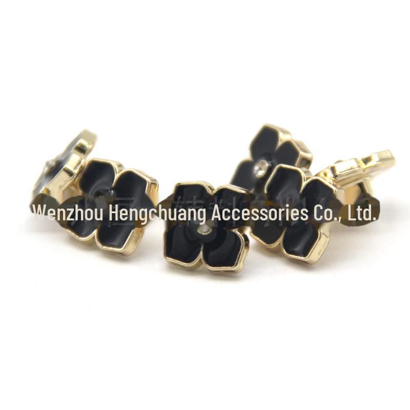 Four-Leaf Clover Flower Zinc Alloy Shirt Buttons (Oil-Dot Design)