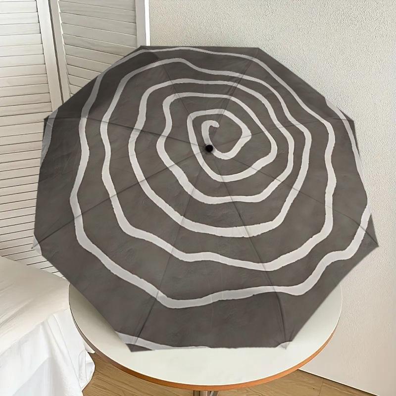 1PC Spiral Pattern Umbrella-8-Rib Reinforced Portable Folding Travel Suitable for All Seasons Outdoor Daily Use-J337