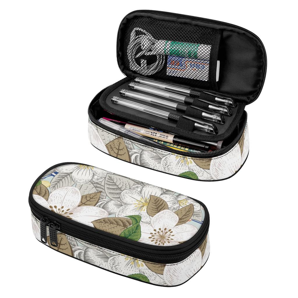 Pen Case Durable 300D Polyester Large Capacity Zipper Closure with Mesh Pocket Removable Divider and Pen Slots for Everyday Study
