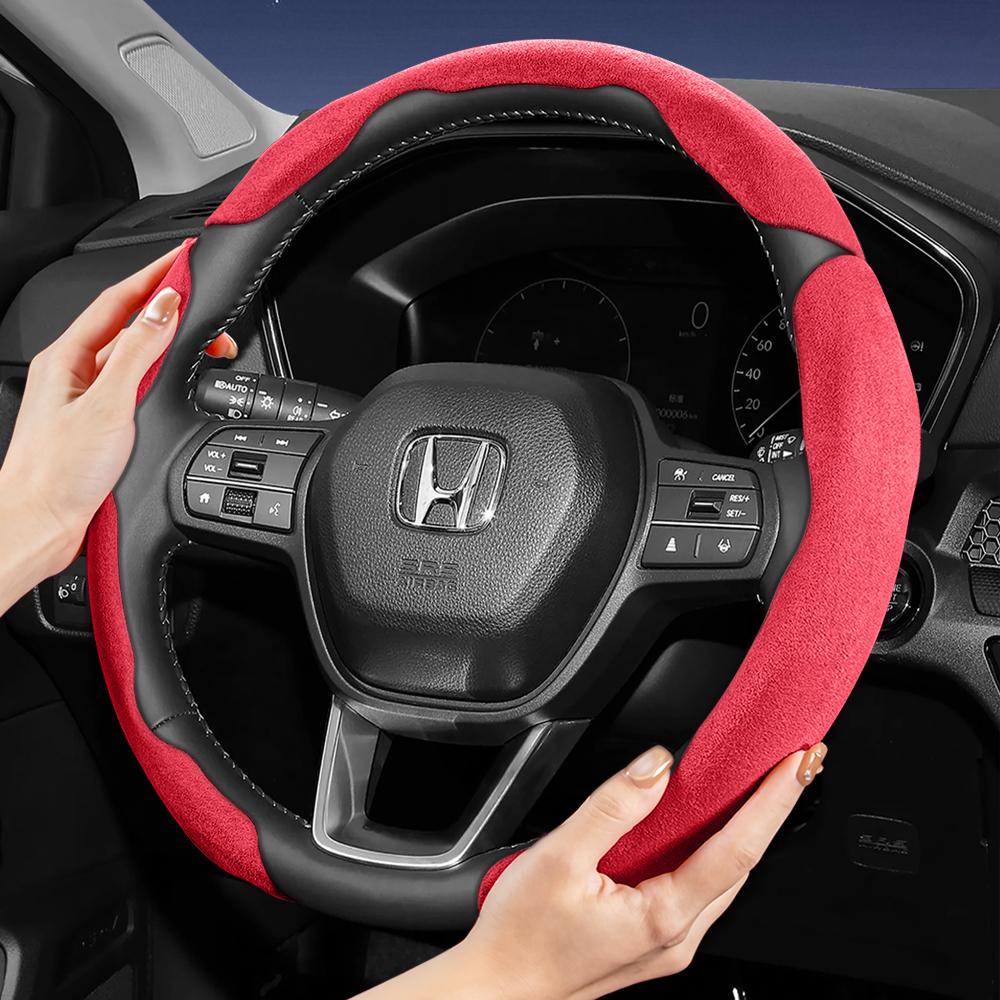 Подходит для Honda Спортивная крышка рулевого колеса из замши с раздельной защелкой для Cr-V Civic Hr-V Zr-V Vezel City Amaze Fit Jazz Accord