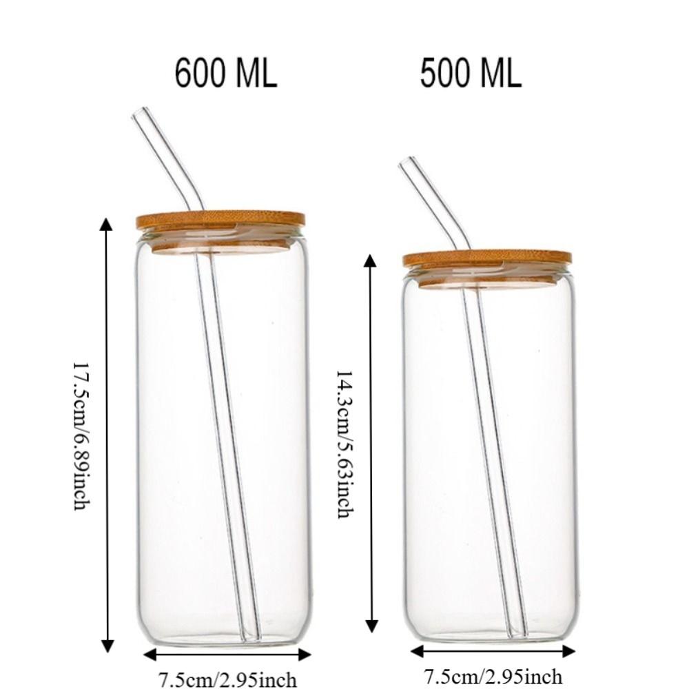 Spill-Proof Glass Drink Cup With Straw and Lid Glass Straw Cup Household Bubble Tea Cup Office