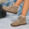 Fashion Winter Women's Keep Warm Flat Cotton Shoes Plus Velvet Lace Up Platform Boots for Women Casual Ankle Boots Women's Cotton Boots