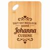 Planche À Découper - PLANETEE - Meilleur Quand Johanna Cuisine - Bambou 30x20x1 Cm - Bords Arrondis - Trou 24 Mm