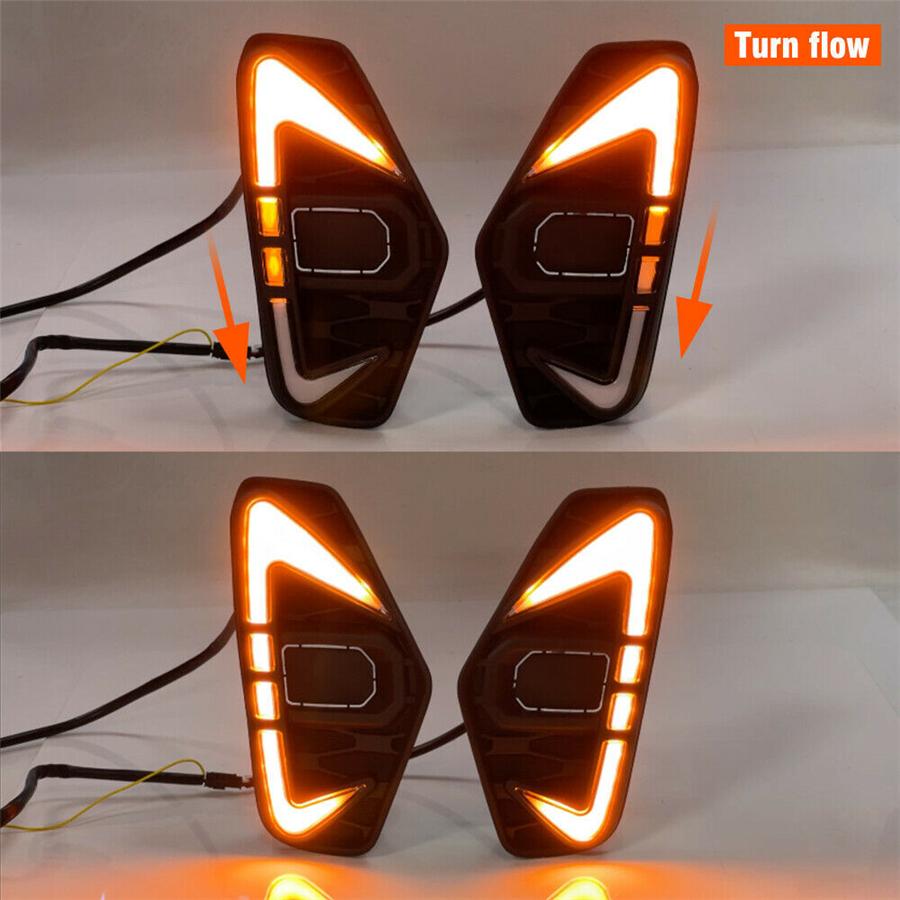 2x LED DRL Daytime Running Light Fog Turn Signal Lamps For Nissan Navara 2020-22