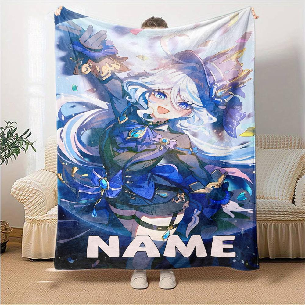 Customiz Name Personality Genshin Impact characters Blanket Soft &Warm Sofa Office Bed Travel Lunch Break Blanket, Gift Suitable All Seasons