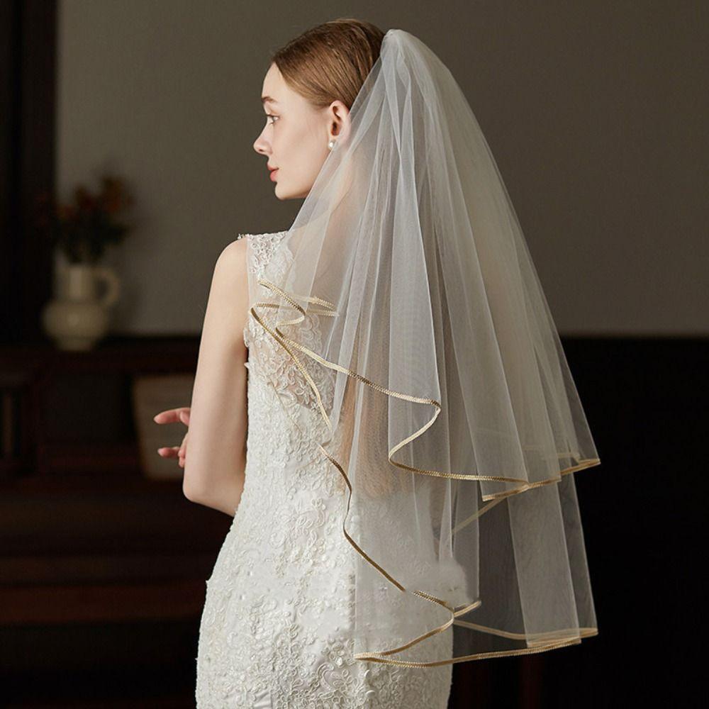 Head Covering White Bridal Veil Lace Bridal Tulle Veil Retro European Wedding Veil Wedding Photos