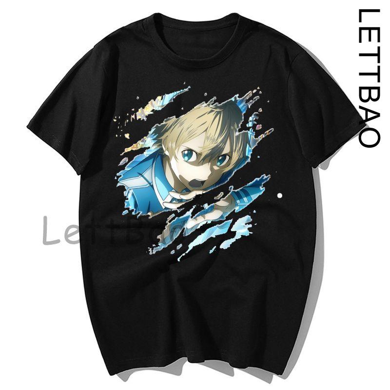 Весна Лето Новинка Футболки Топы Харадзюку Футболки Аниме Мода Sword Art Online Sao Футболка
