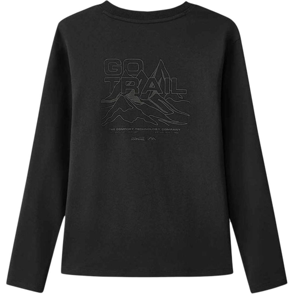 Skechers Модная удобная мягкая дышащая свободная футболка с длинным рукавом женская топ угольно-черный L424W090-0018