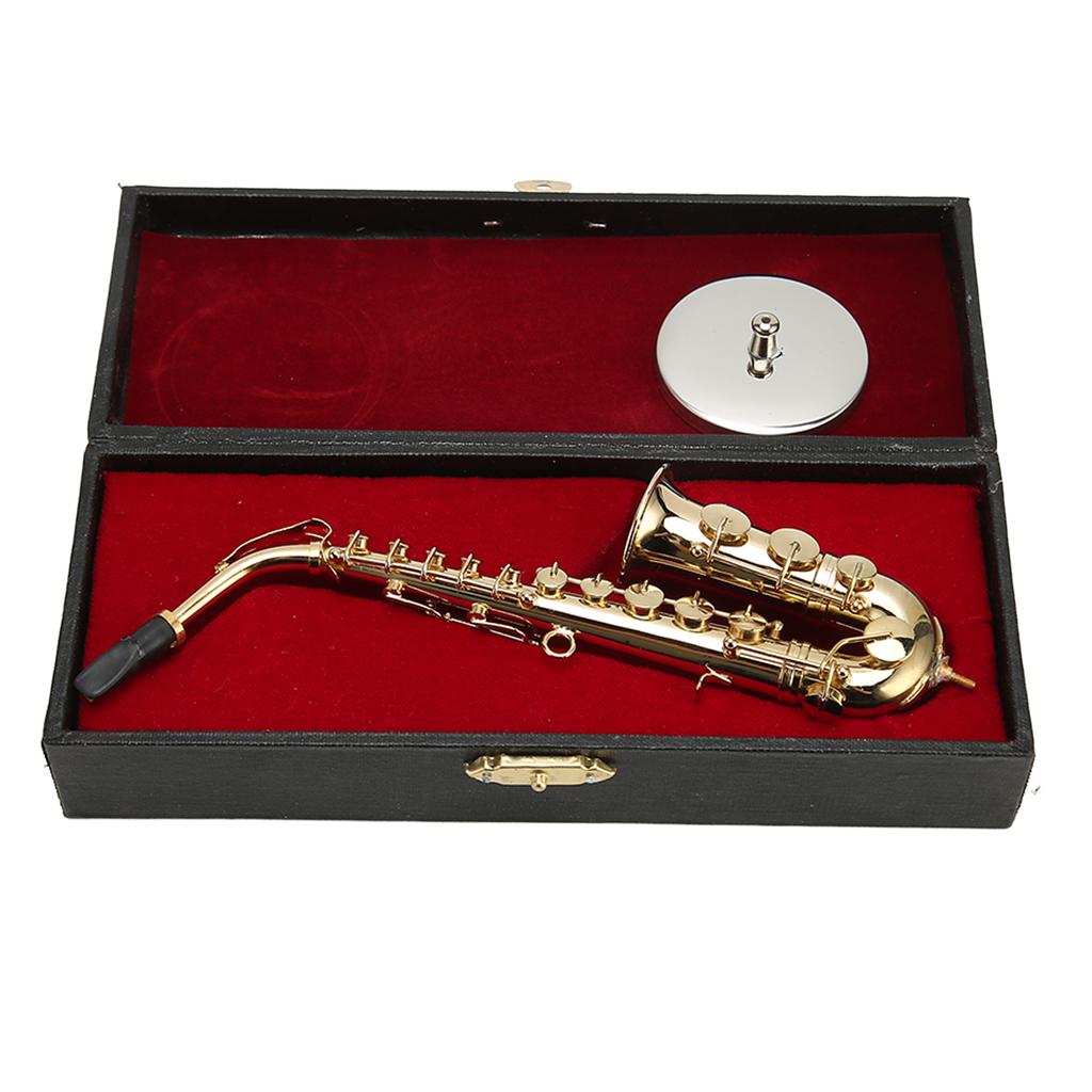 Mini Alto Saxophone Ornament Decoration Handmade Miniature Saxophone with Stand Tiny Alto Saxophone