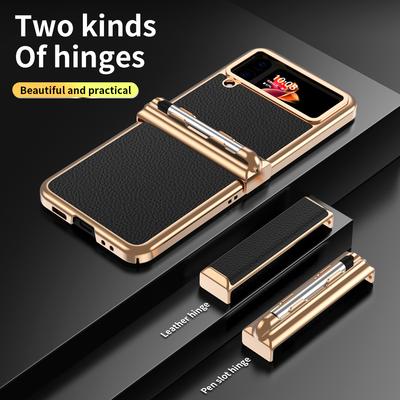 Противоударный кожаный чехол с держателем S Pen для Samsung Galaxy Z Flip4 5g Flip 4 Flip3 Flip 3, модный складной чехол Funda