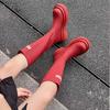 Thick-soled Non-slip Tall Red Rain Boots Outdoor Camping Rain Shoes But Knee Travel Boots Knight Boots