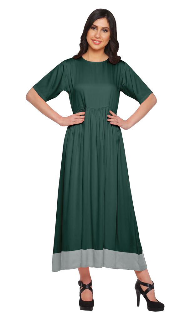 Moomaya Solid Casual Cotton Dress For Women A-Line Long Maxi Kurti Women