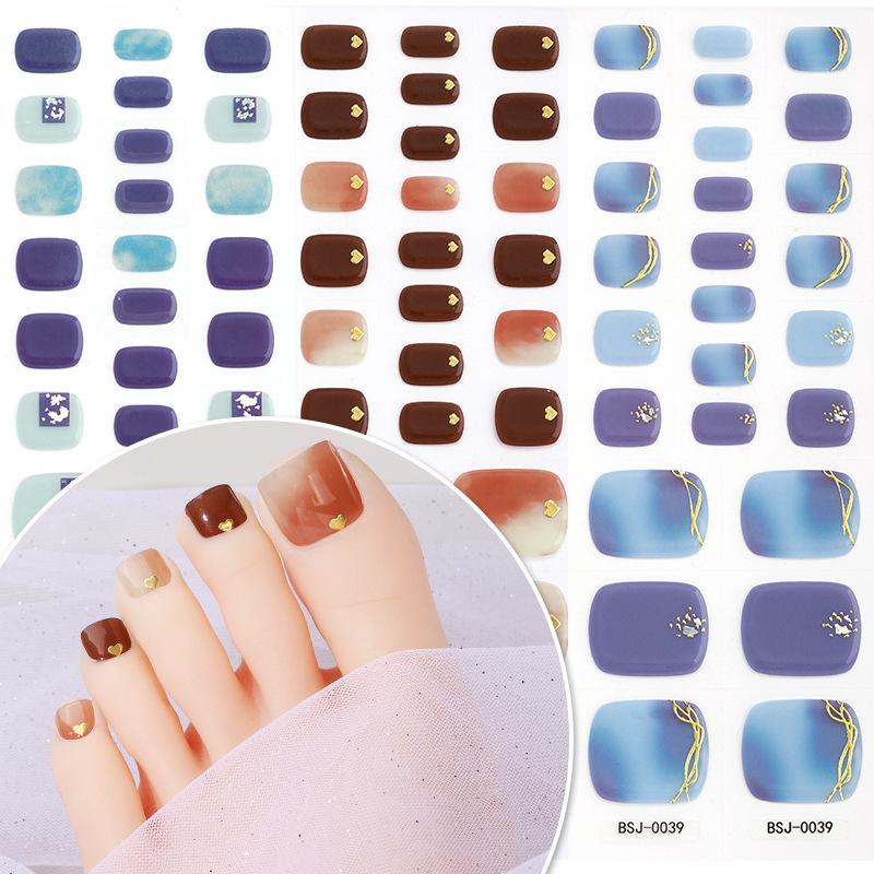 New Gel Manicure Stickers Toe Stickers Waterproof Hot Stamping Semi-cured Nail Stickers