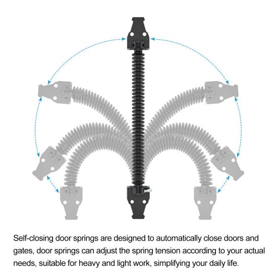 Door Hinge Latch Self Closing Door Spring Adjustable Tension Outdoor Gate Closer Rust-proof Automatic Fence Door Latch for Wooden Heavy Duty Gates