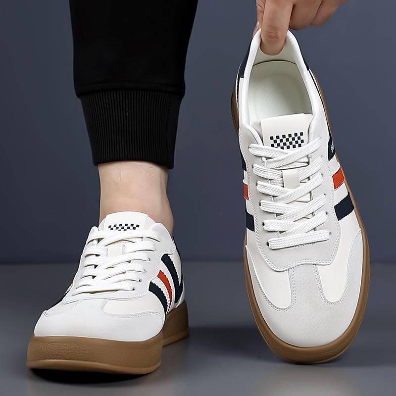 Fashion Men's Leather Walking Flats Male Daily Skate Shoes Comfortable Business Dress Sneakers Breathable Lace-up Outdoor Shoes