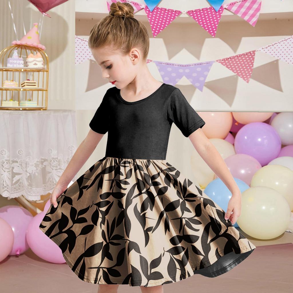 Летнее платье для девочек, платье для малышей, однотонное повседневное платье-футболка с коротким рукавом А-силуэта