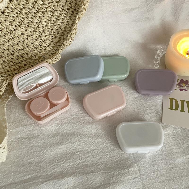 Коробка для контактных линз, предотвращающая протекание, контейнер для линз с зеркалом, сопутствующая коробка для контактных линз, сплошной цвет, портативный, для путешествий