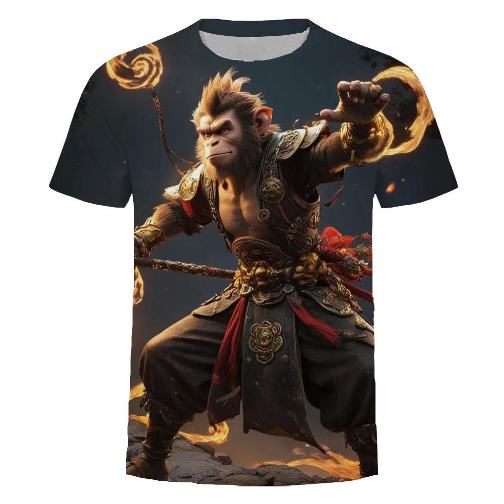 Внутренний 3A Игра Черный Миф. Футболка с принтом Wukong China-Chic, универсальная мужская повседневная одежда с коротким рукавом, быстросохнущая